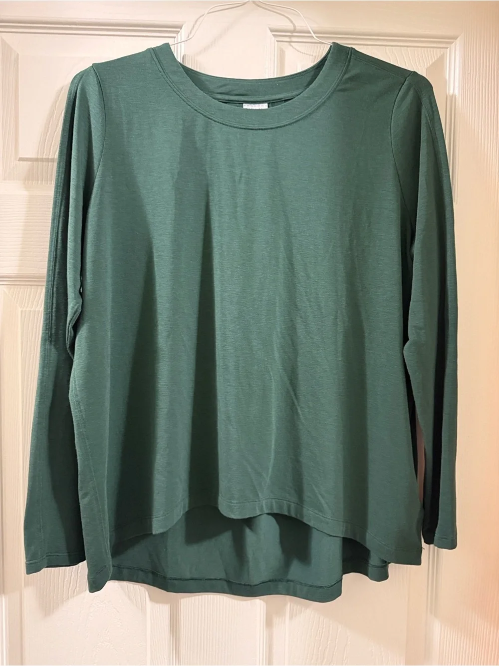 Athleta With Ease Top Forest Green Split Back High Low Tunic Size Small